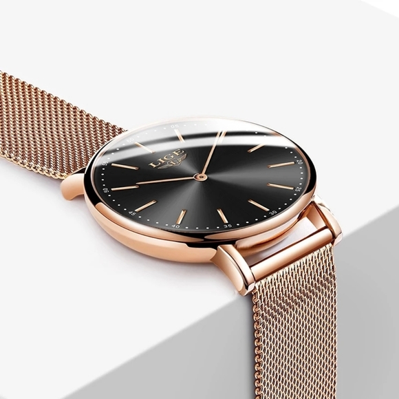 Rose Gold Mesh Stainless Steel Watch Top Brand - Picture 12 of 15